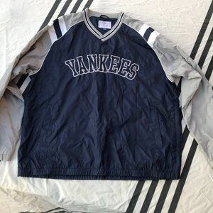 Men's NEW YORK YANKEES WINDBREAKER size XL Pullover BLUE Jacket GENUINE MERCHAN.